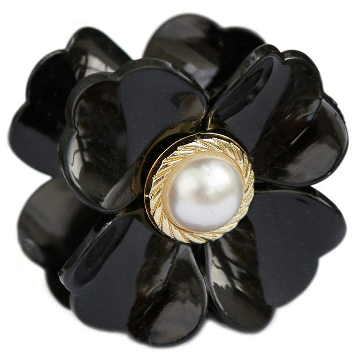 Hair clip flower pearl black