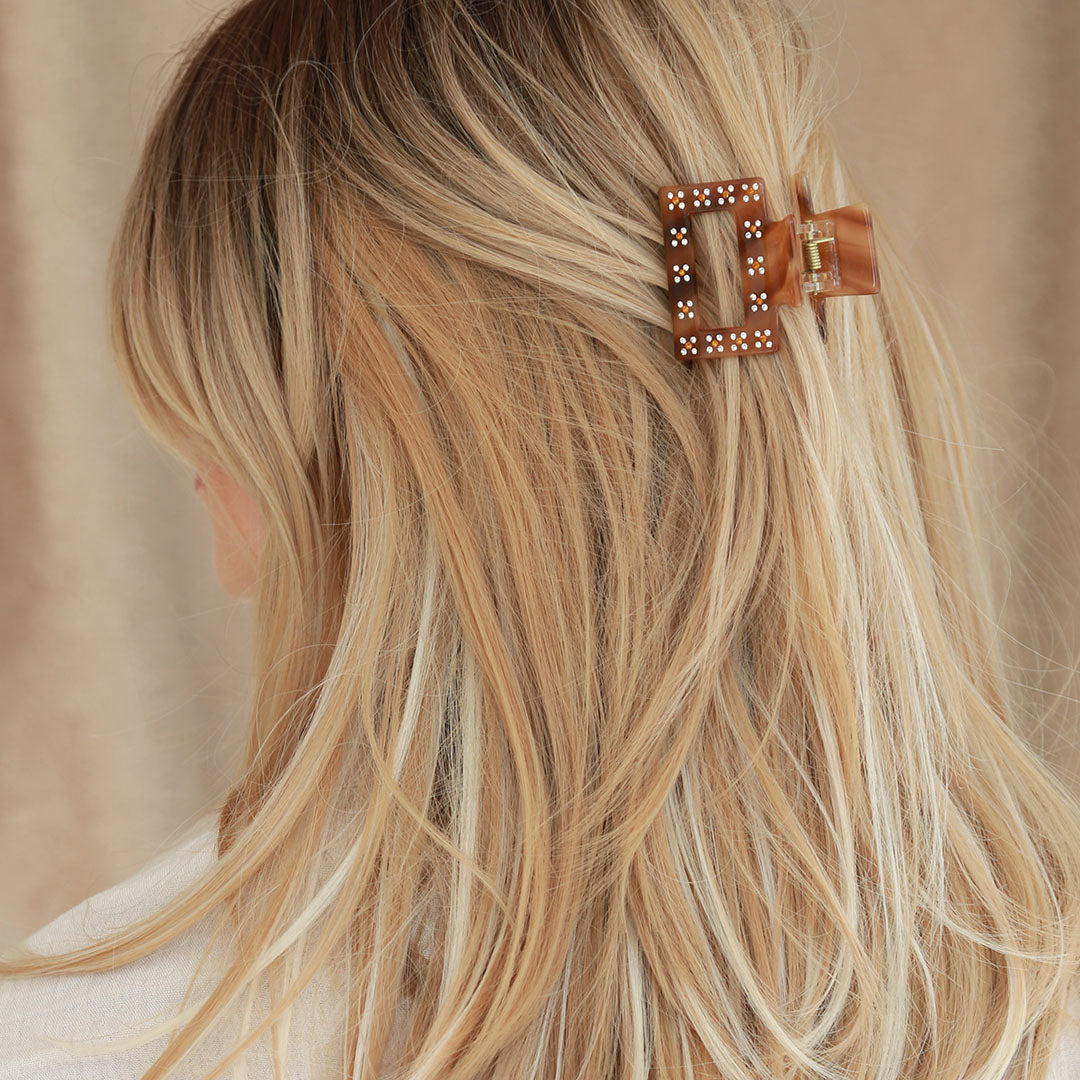 Haarspange klein gerade Strass braun