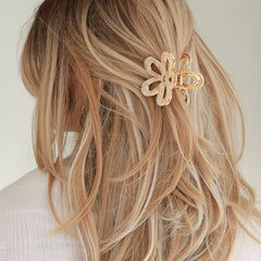 Hair clip steel flower beige