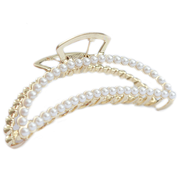 Hair clip gold pearl