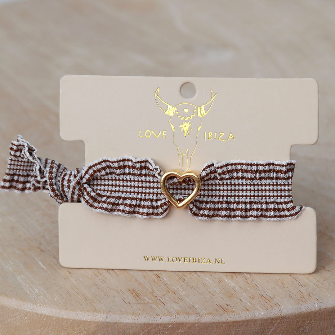 Bracelet heart ruffle brown