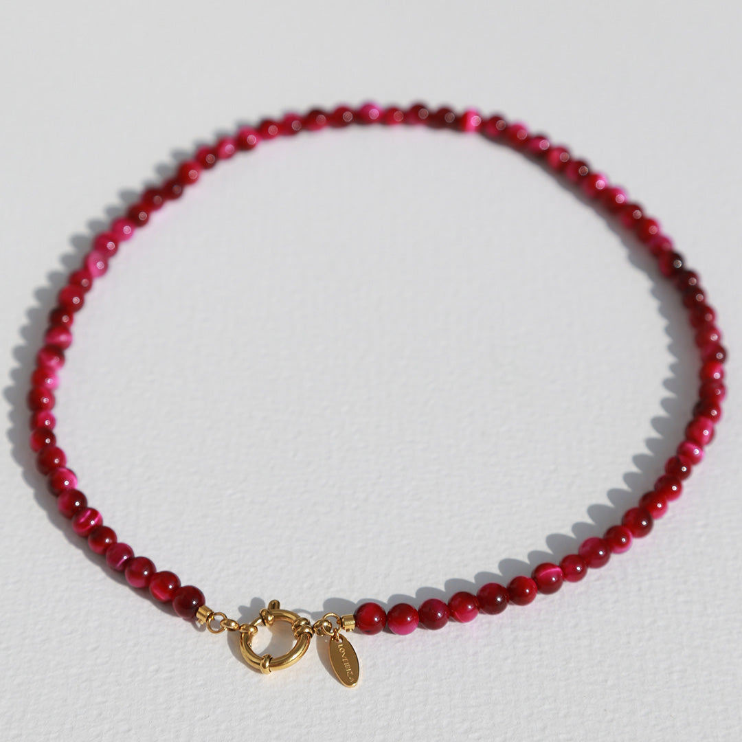 Ketting Javea cerise steen