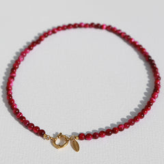 Ketting Javea cerise steen
