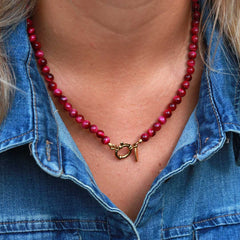 Ketting Javea cerise steen