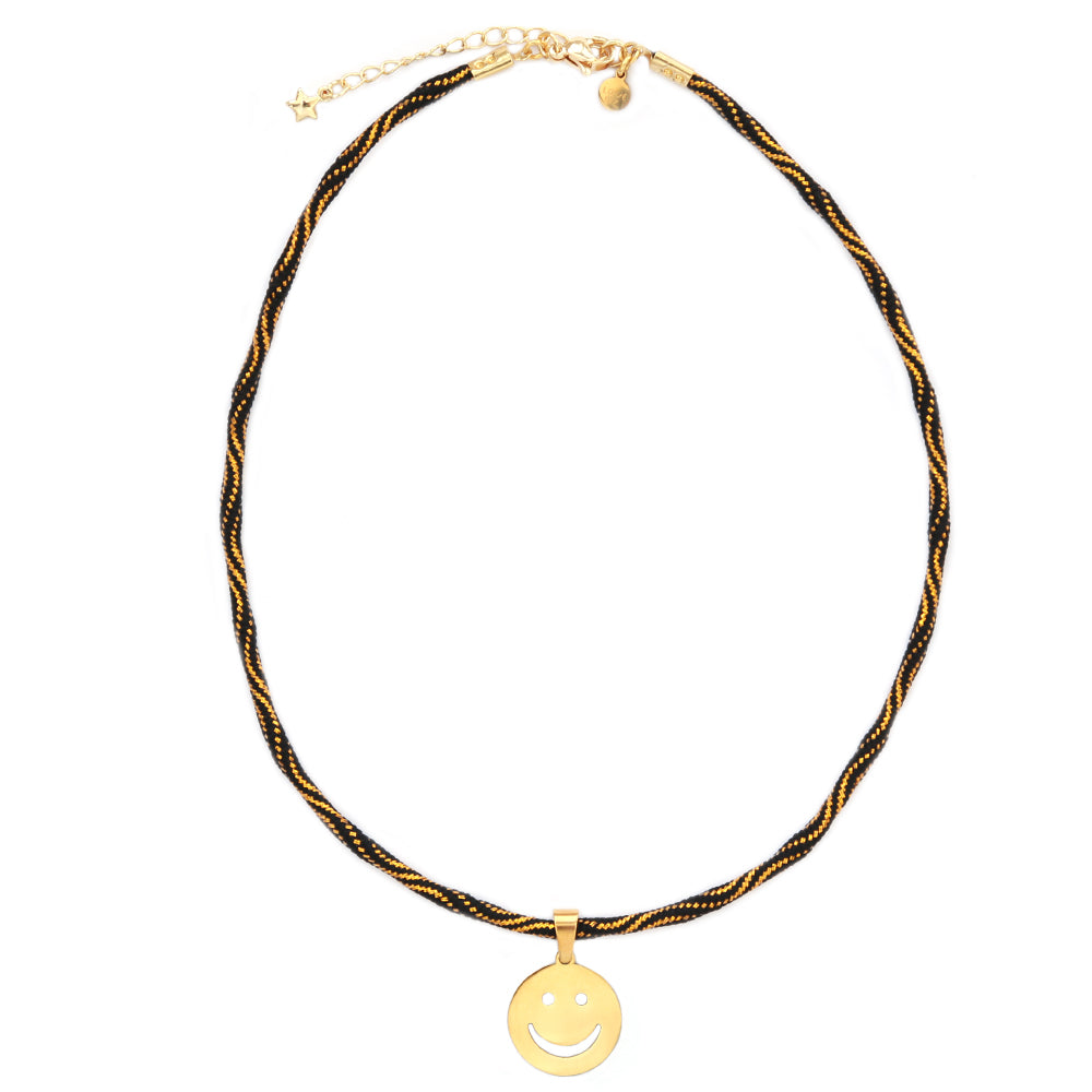 Collier smiley or noir