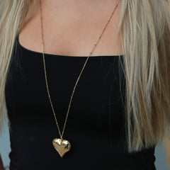 Gouden lange ketting bold heart