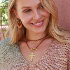 Lange ketting facet Orange Garnet