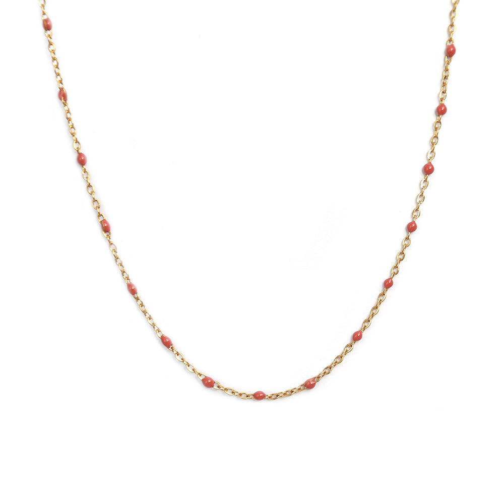 Gouden ketting little chain stone red