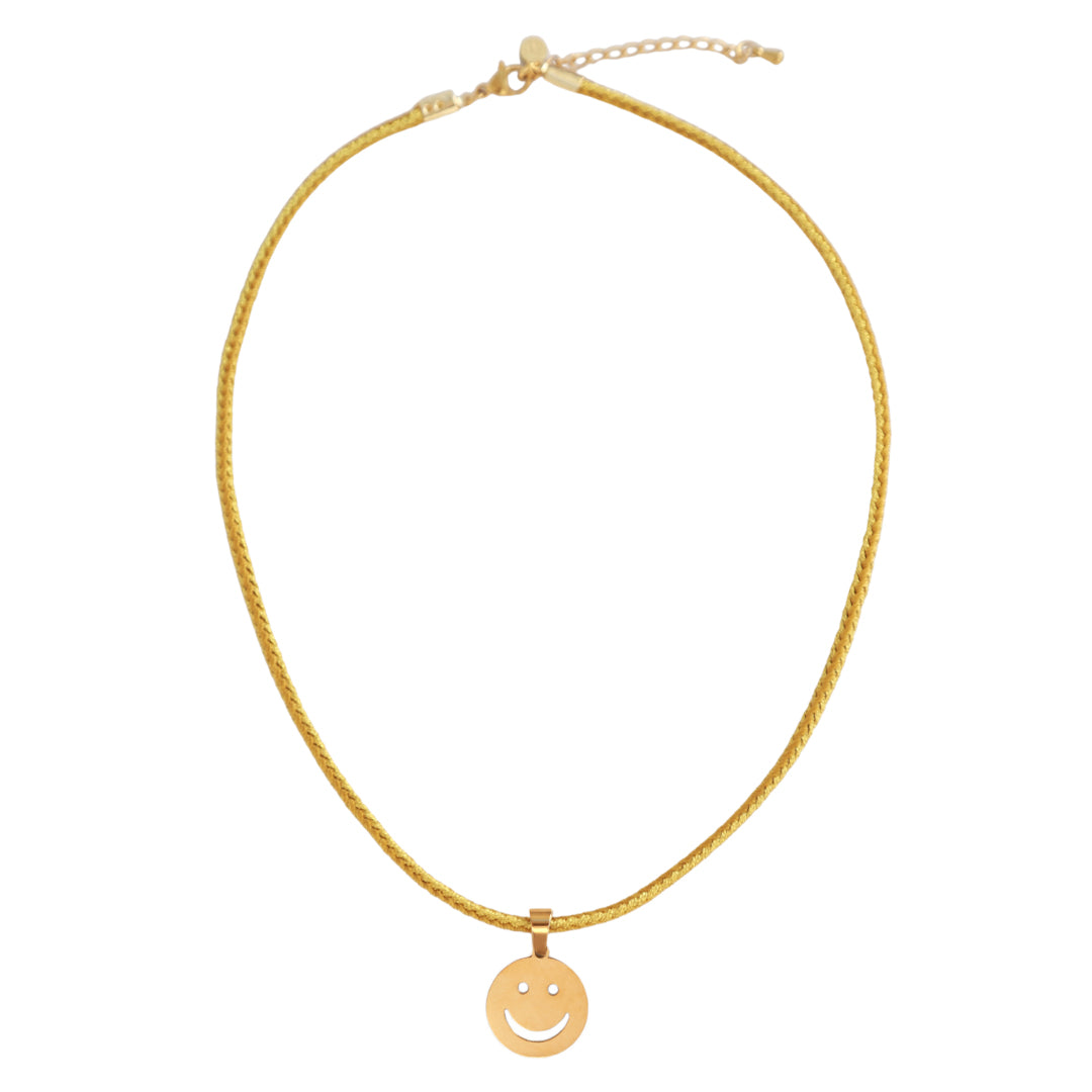 Ketting smiley cord gold