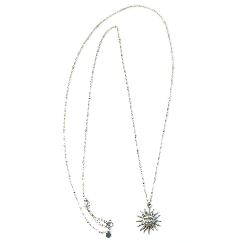 Collar largo de plata sol