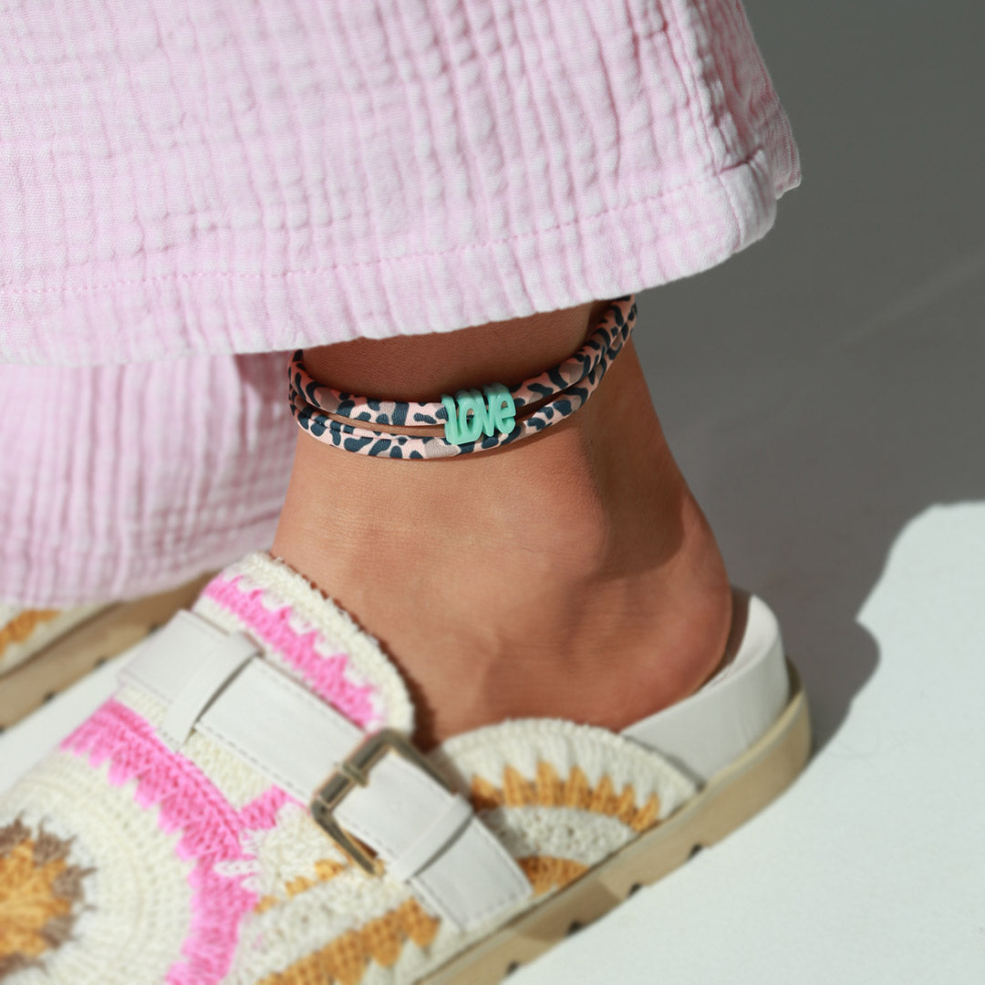 Bracelet de cheville léopard love - choisissez votre propre couleur !