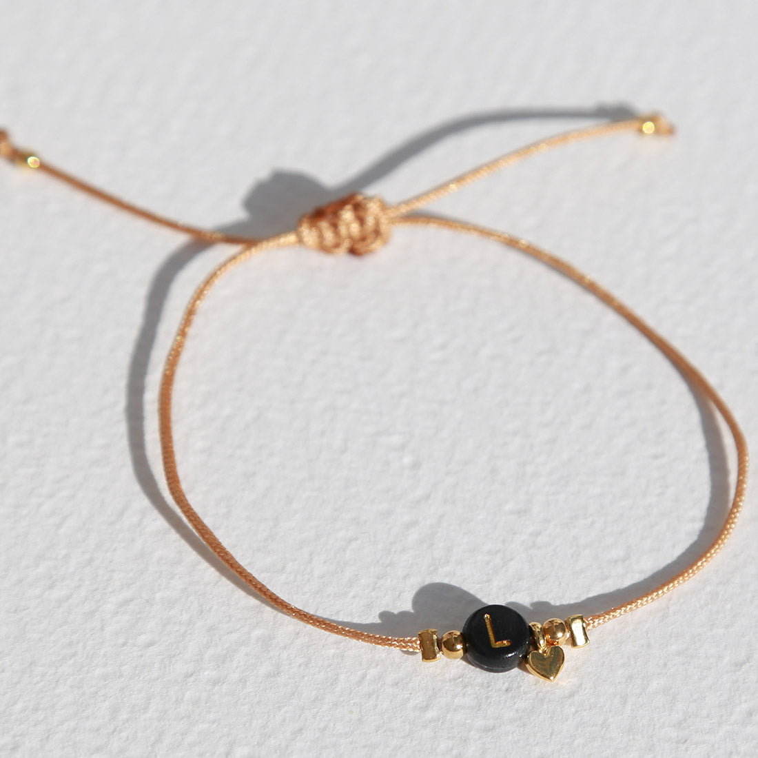 Custom initial bracelet black
