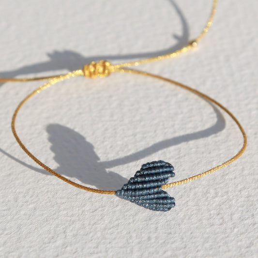 Bracelet en denim avec grand cœur 1080