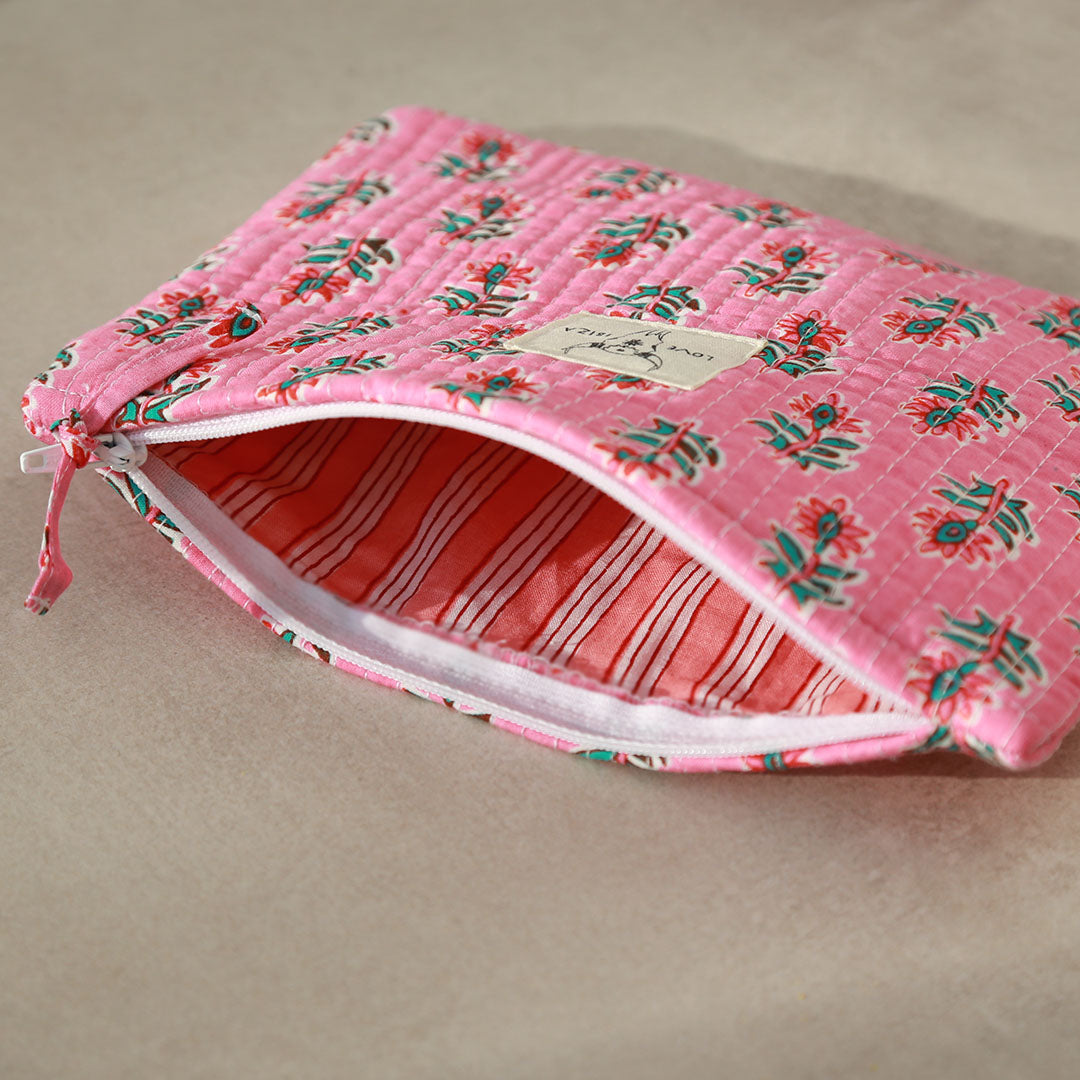 Make-up tasje pink flower