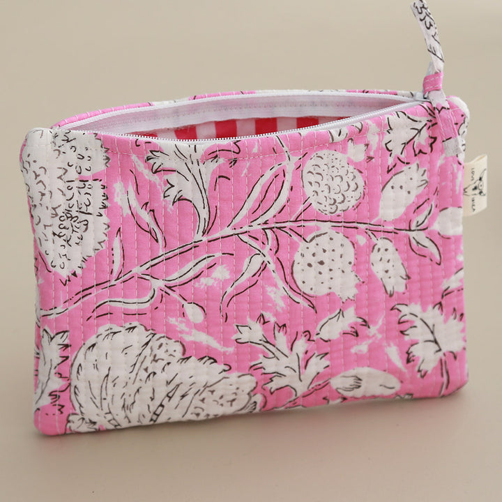 Blockprint make-up bag Fez pink