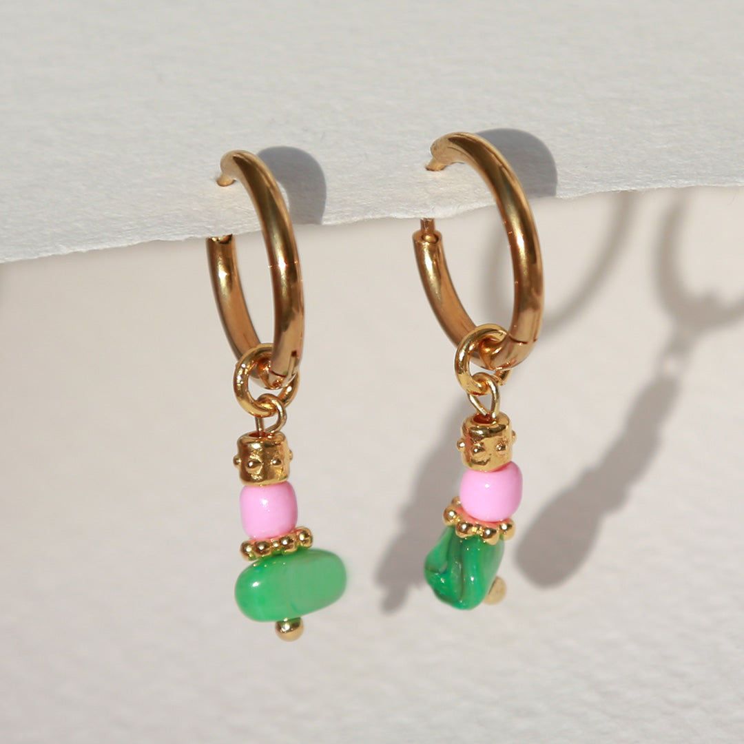 Oorbel Calpe roze-groen