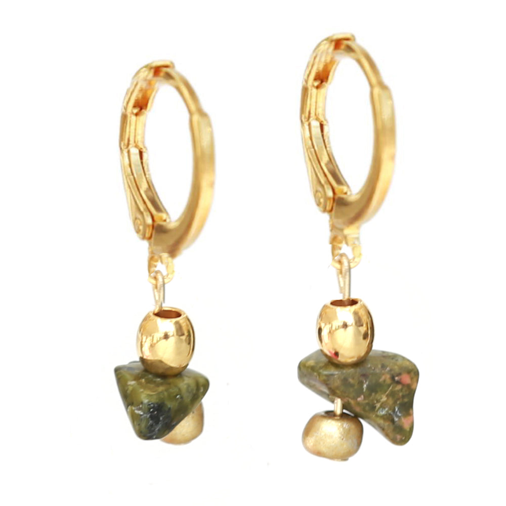 Gold earrings vedra marble olive