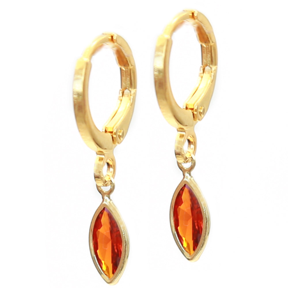 Boucles d'oreilles dorées gouttes cognac