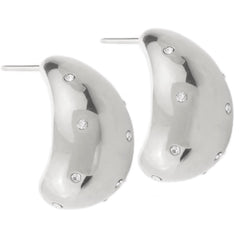 Silver earrings drops rhinestones