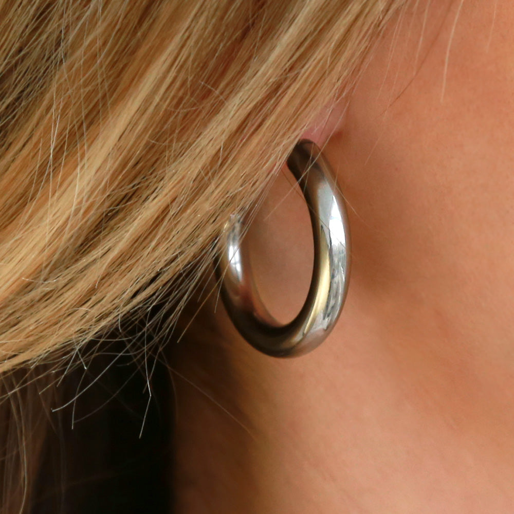Silver hoops small