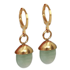 Gold earrings little stone green