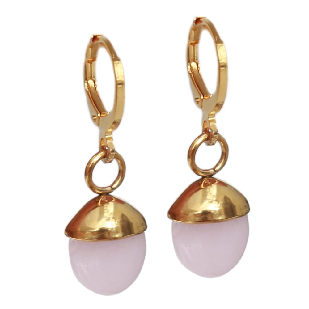 Gold earrings little stone pink