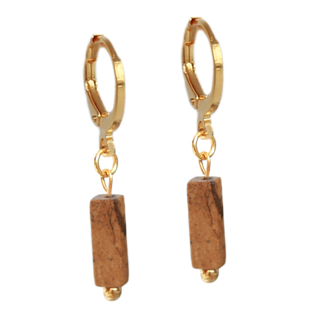 Gouden oorbellen stone brown