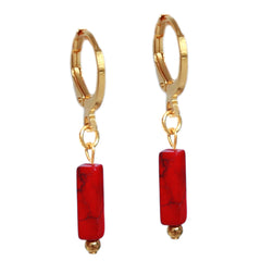 Gouden oorbellen stone red