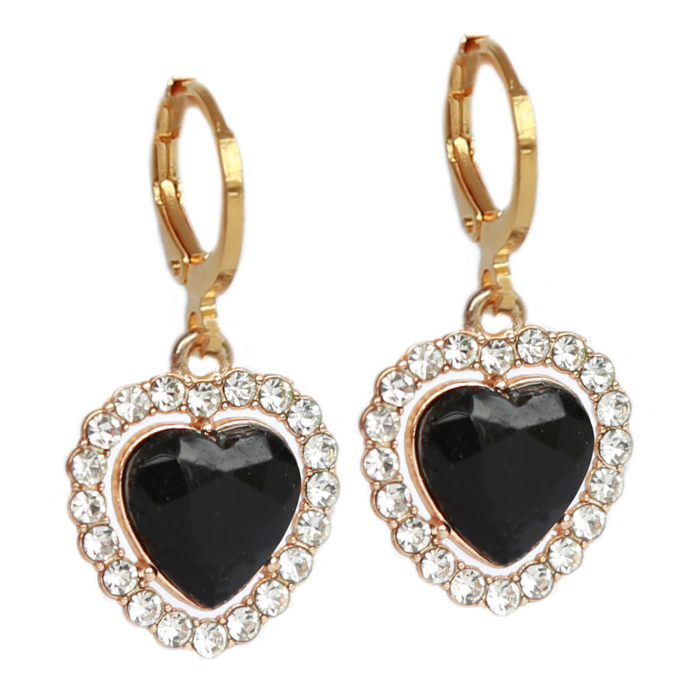 Earrings rhinestone heart black