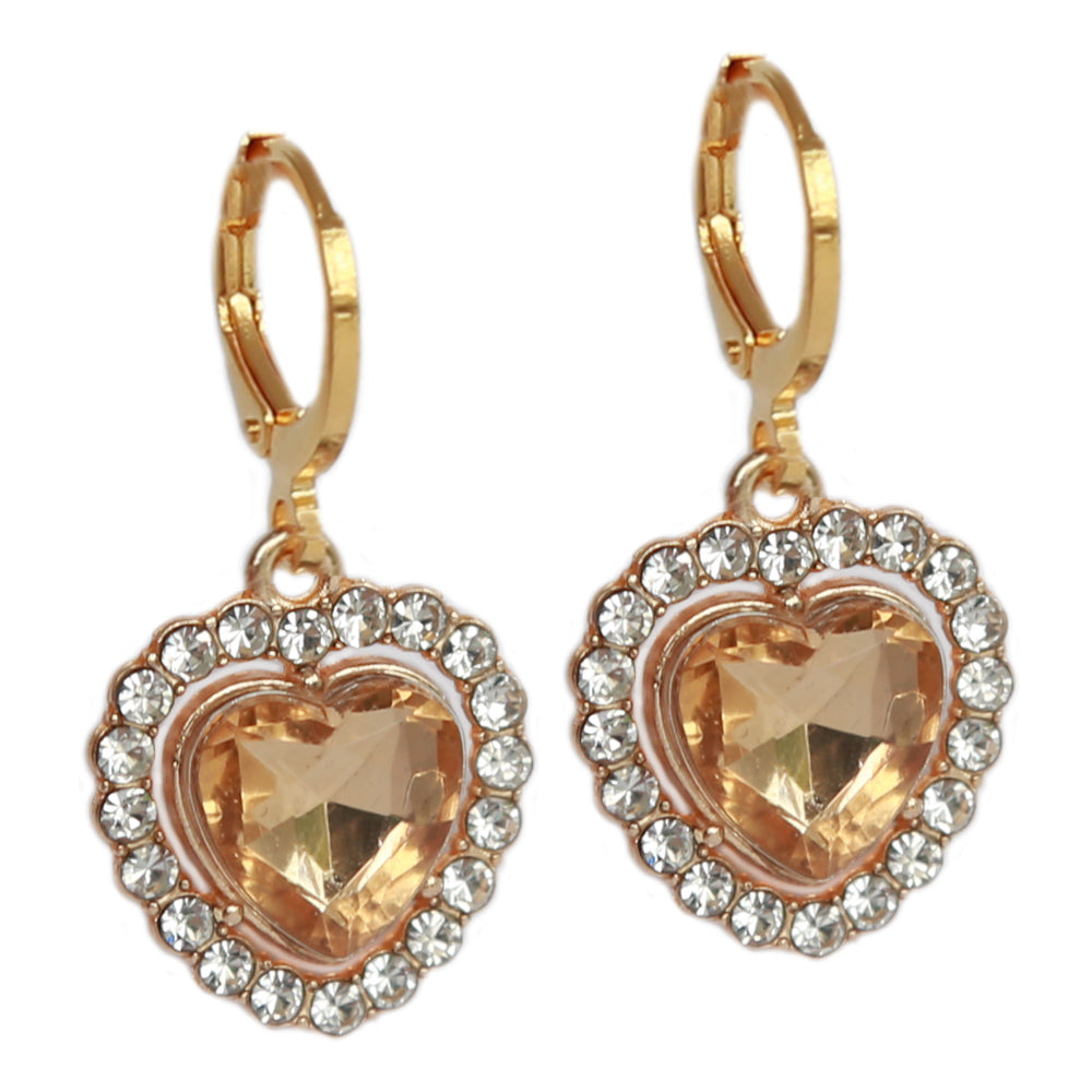 Boucles d'oreilles strass coeur champagne