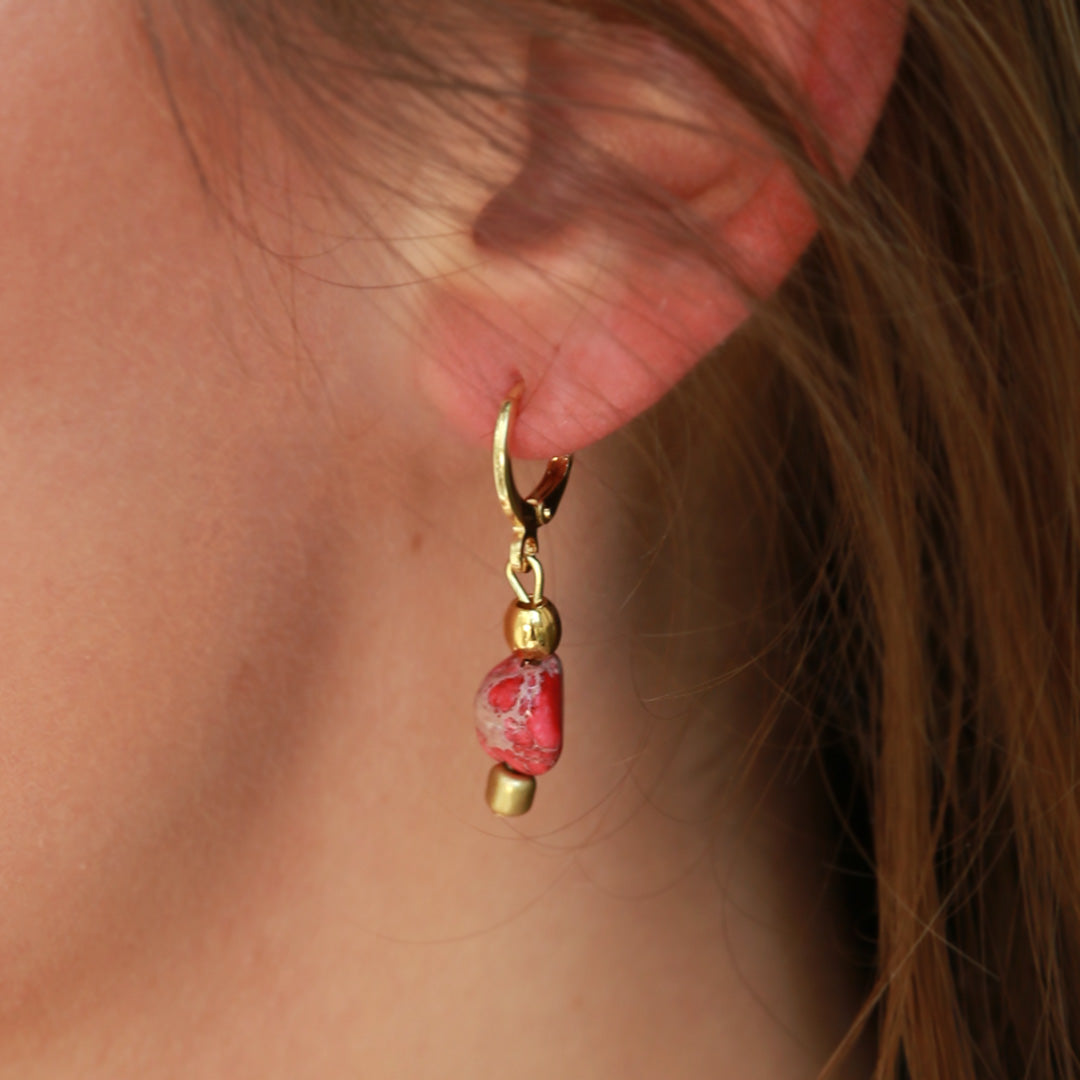 Goldohrringe Vedra Marmor rot