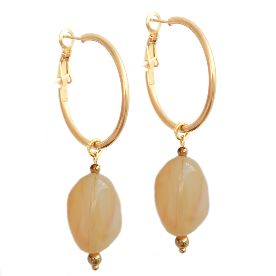 Oorbellen rocks beige