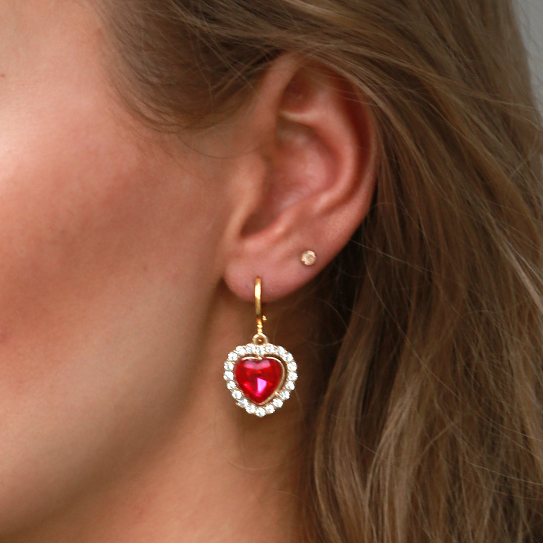 Earrings strass heart pink