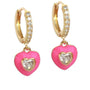 Gold earrings summer heart pink