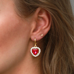 Earrings strass heart pink