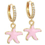 Boucles d'oreilles dorées étoile de mer violet