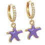Gold earrings starfish white