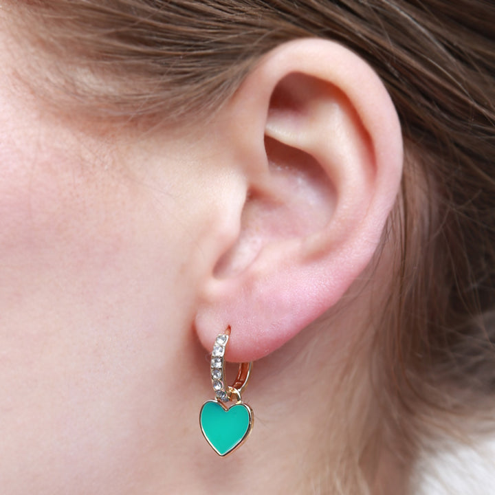 Gold earrings summer heart turquoise