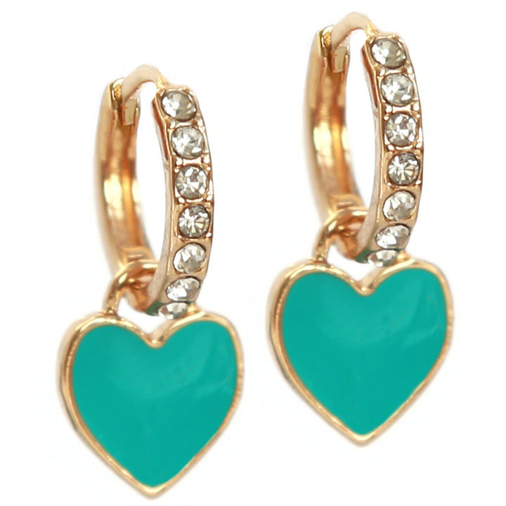 Boucles d'oreilles dorées coeur d'été turquoise