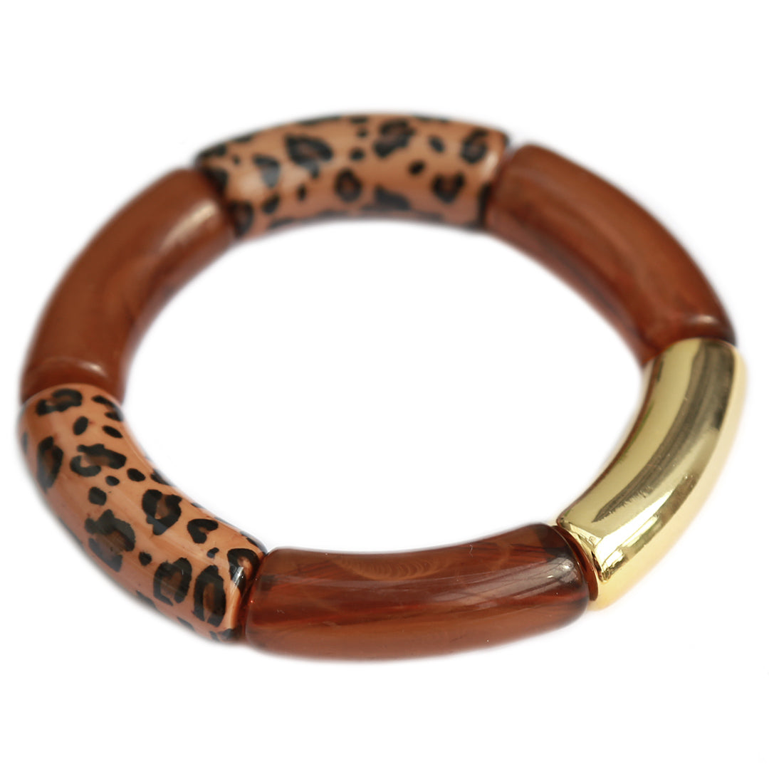 Bracelet penne leopard brown