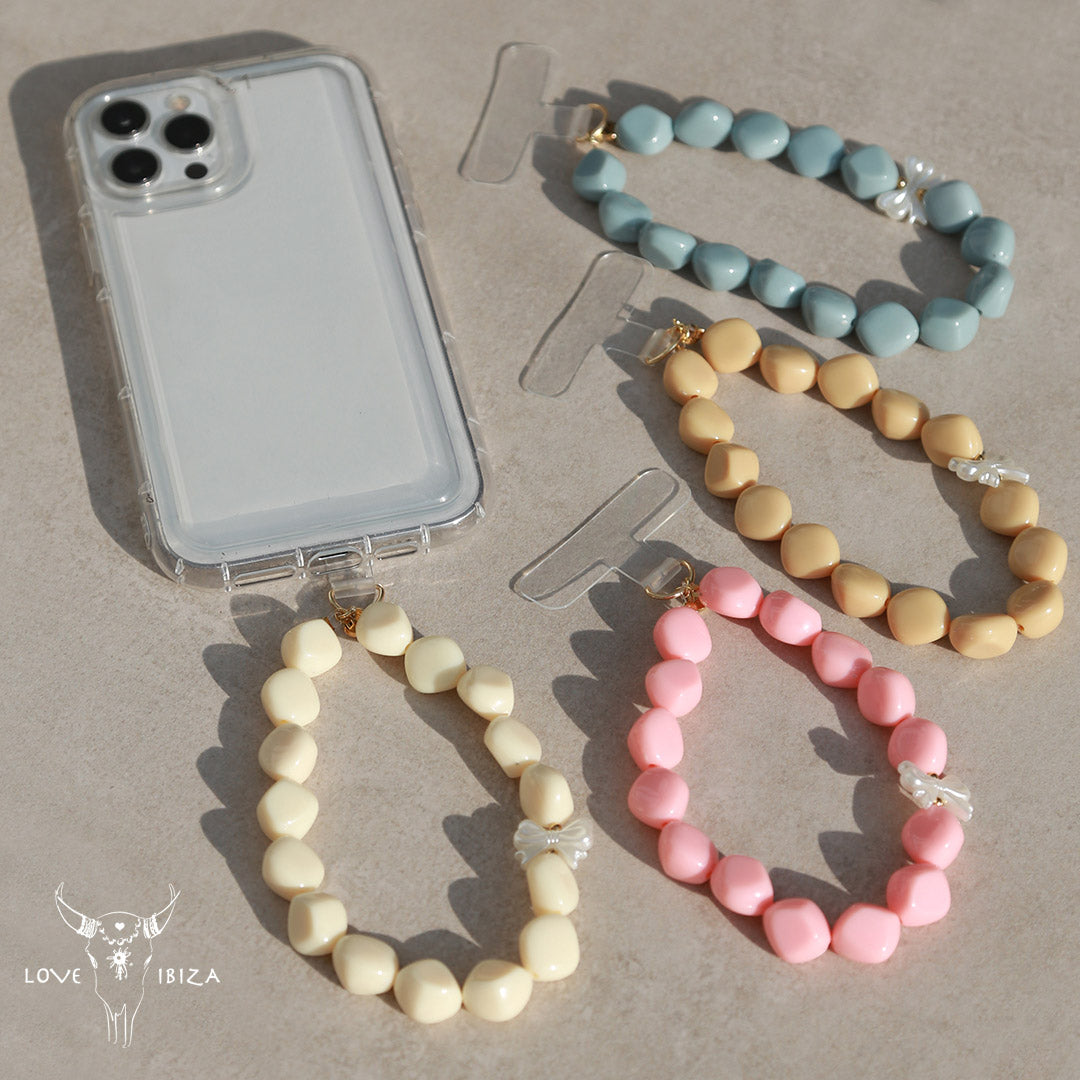 Telefoonsieraad bowtie pearl cream