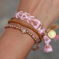 Bracelet Moraira étoile en pierre rose