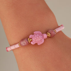Bracelet tortue rose clair