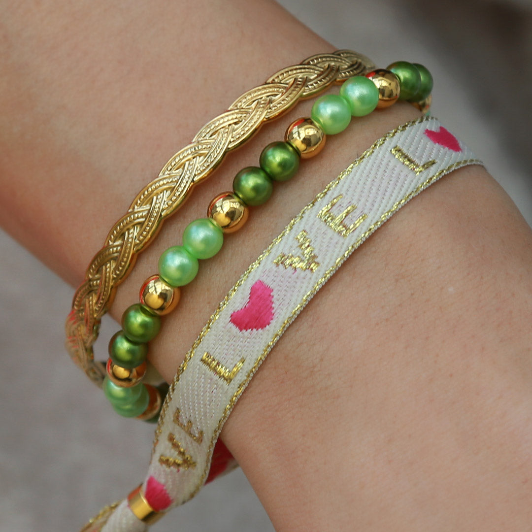 Gewebtes Armband cremefarbenes Liebesgold