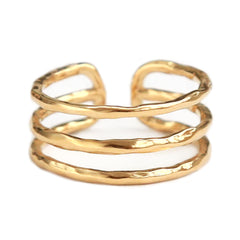 Gouden ring hammered lines