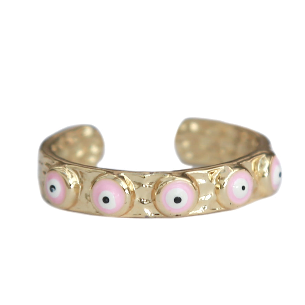 Anillo de oro ojo griego rosa