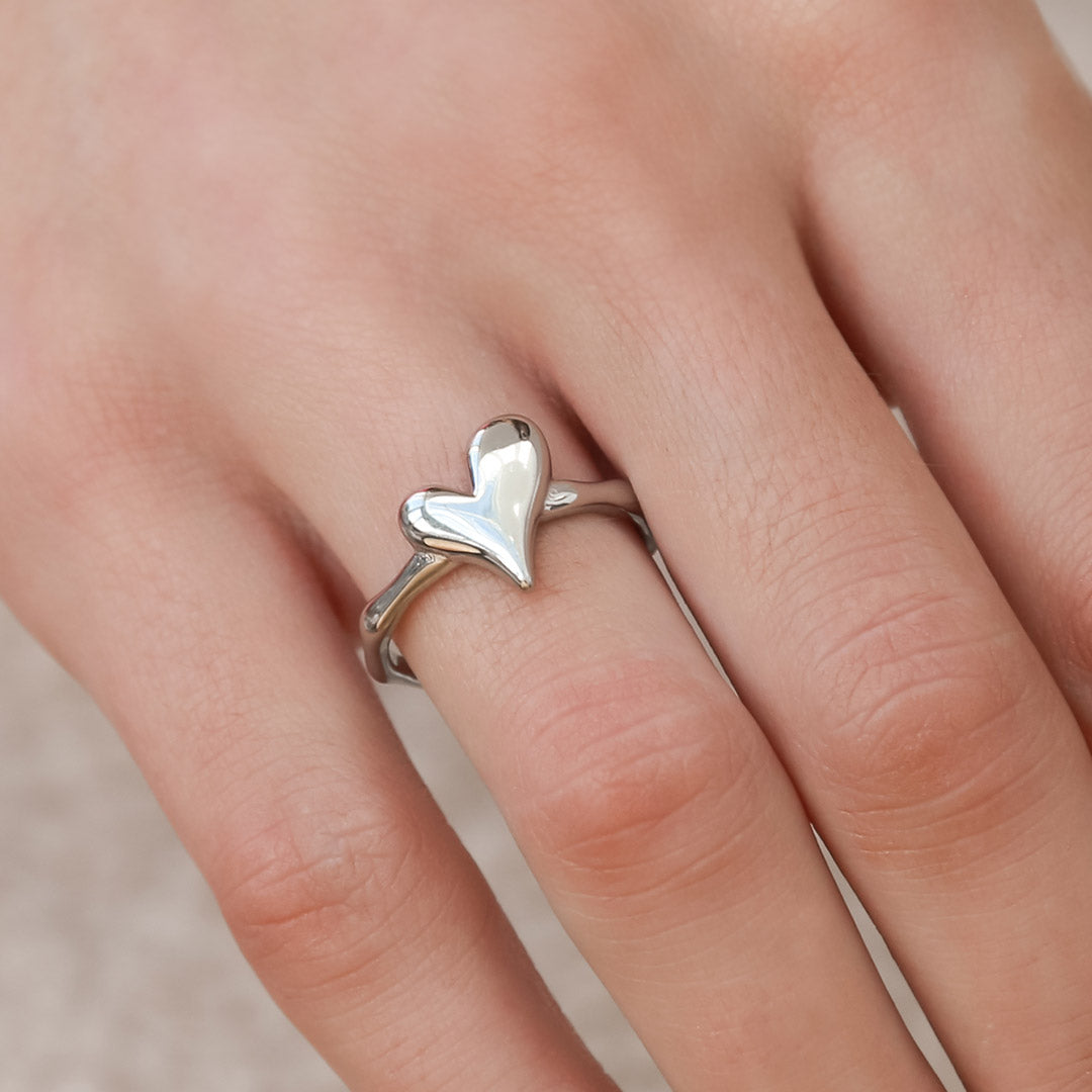 Silver ring forever heart