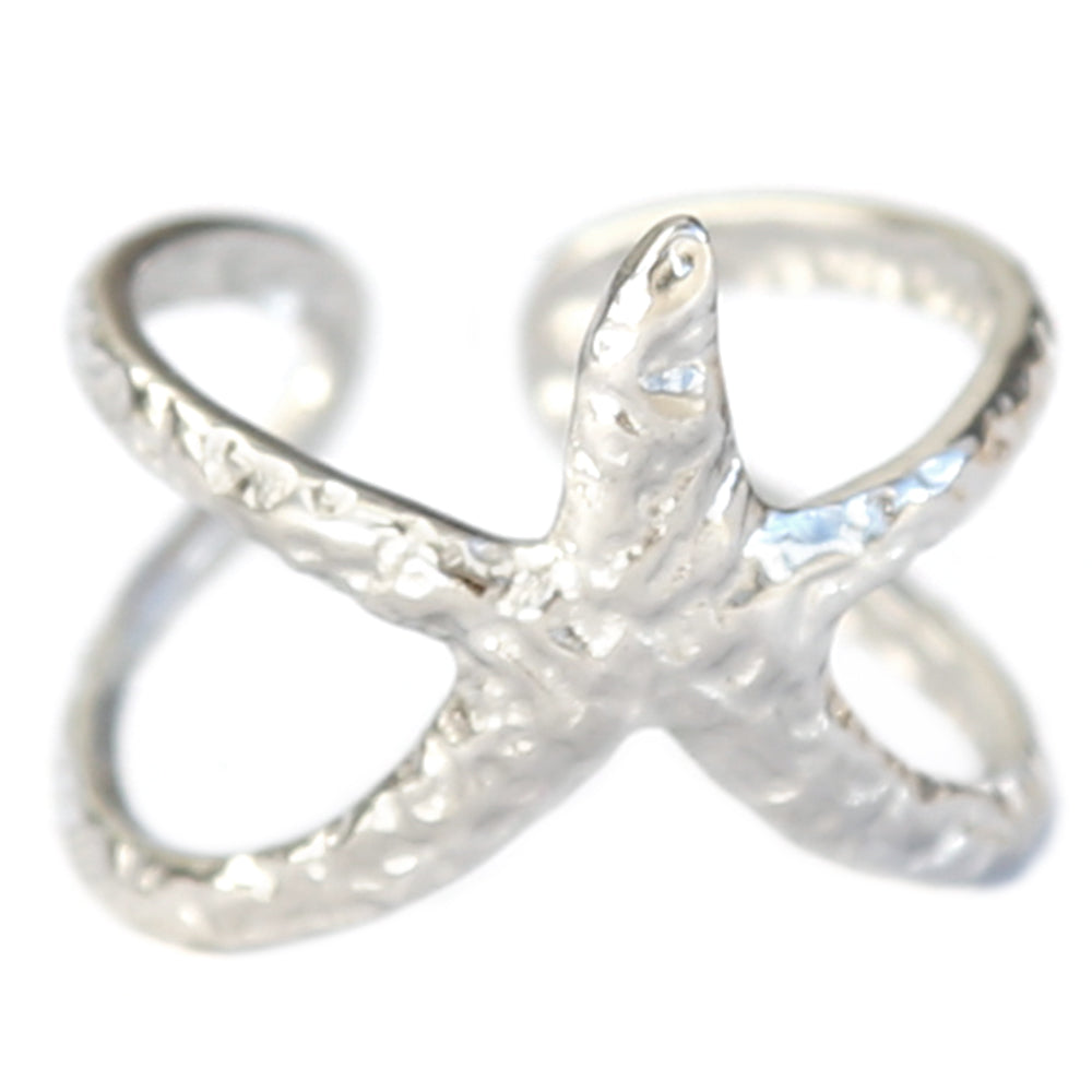 Silver starfish ring