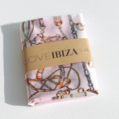 Satijnen bandana sjaal light pink barok