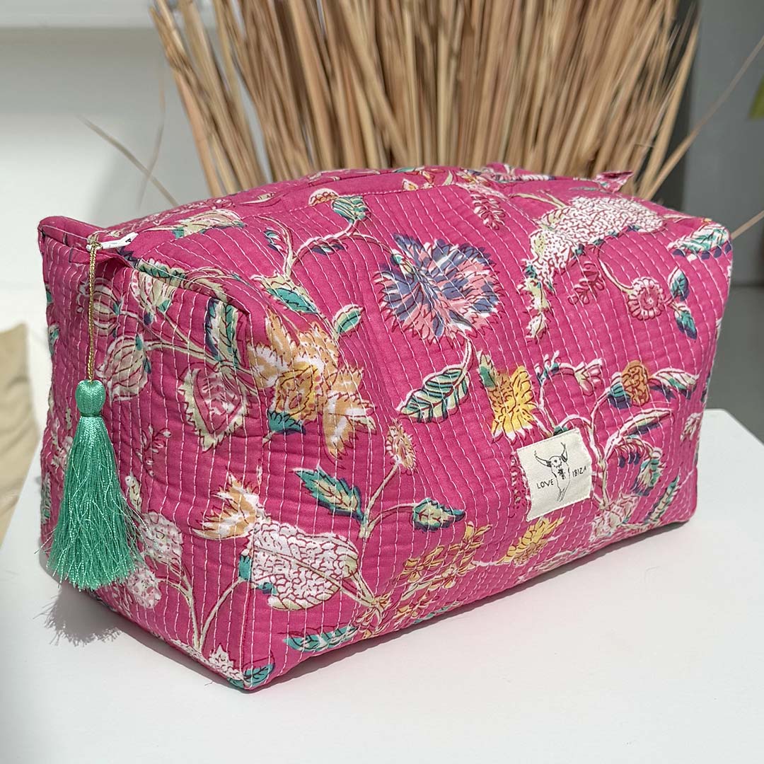 Toilettas bloem roze L